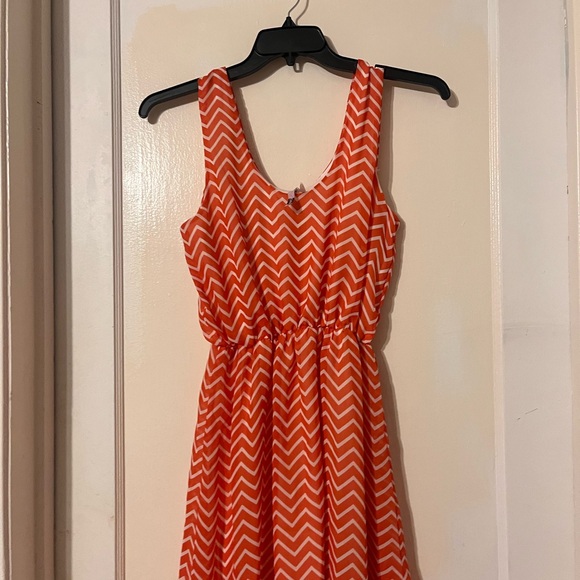 Orange and White Chevron Mini Sundress - Picture 2 of 2